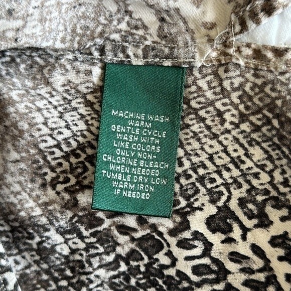 Ralph Lauren LRL Women's Brown Snakeskin Print Button 3/4 Sleeve Shirt Size 1X - Picture 10 of 10